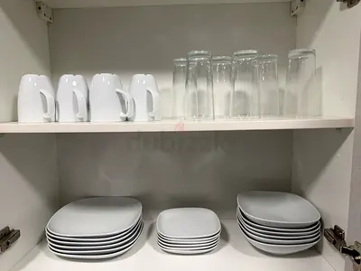 Plates, bowls, glasses, mugs, utensils - Perfect condition