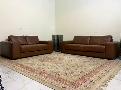 Natuzzi Italian Leather Sofa Set (3+2) – Designer Statement | Rich Tan Luxury | Premium Comfort