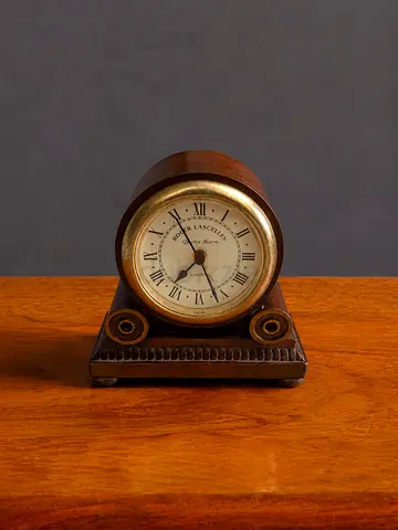Vintage Wooden Mantel Clock with Brass Dial