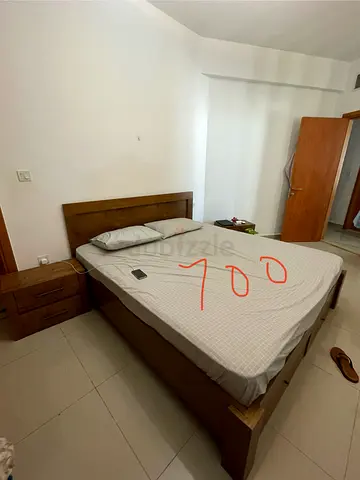 King size bed with mattress and 2 side tables