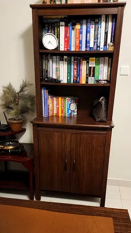 Wooden bookshelf with cabinets - used, good condition