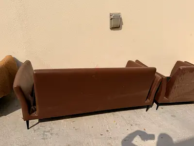 Set of 4 Brown Leather Armchairs - Used, Good Condition