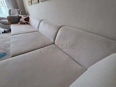 Light beige 4-seater L-shape fabric sofa - good condition