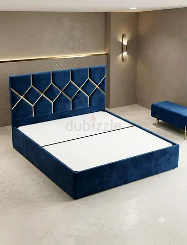 Premium Quality Queen Bed Frame with Geometric Headboard