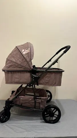Comfortable Grey Pram Stroller with Adjustable Canopy
