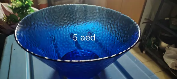 Blue Decorative Glass Serving Bowl - Good Condition