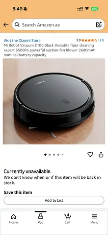 Xiaomi Mi Robot Vacuum E10 - Black (Good Working Condition)