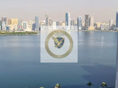Beautiful sea view, two bedrooms and a living room with a large balcony, spacious area for rent in Al Majaz 3