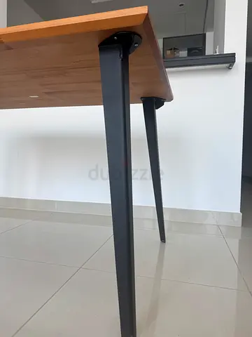 Wooden Table with Black Metal Legs - Good Condition