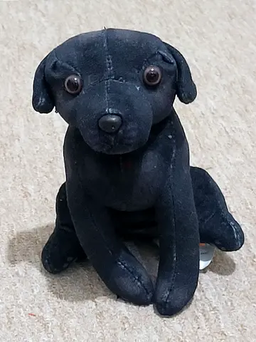 Small black stuffed dog plush toy - good used condition