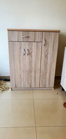 Compact wooden storage cabinet with drawer – light oak finish