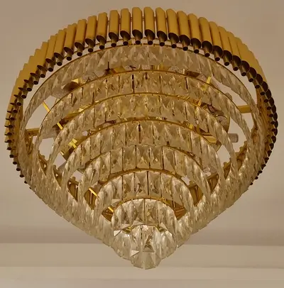 Large Gold Crystal Ceiling Chandelier - Elegant Tiered Design