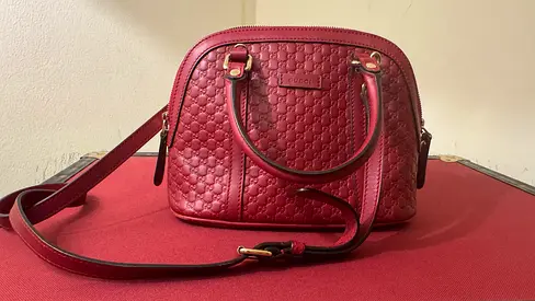 Red Gucci Microguccissima Leather Dome Bag for sale