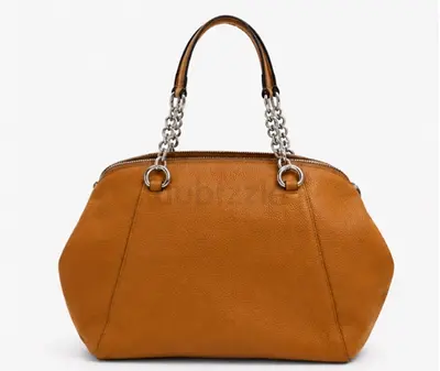 Tan Leather Shoulder Bag with Chain Handles