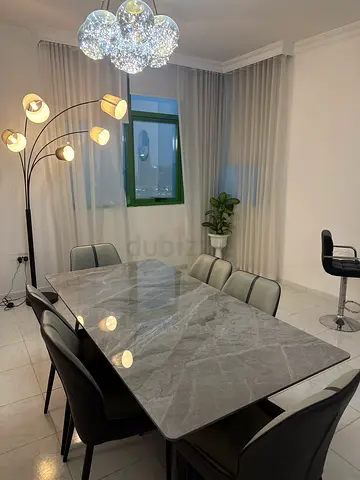 Marble-top Dining Table with 6 Chairs - Good Condition