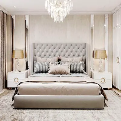Modern Upholstered Bed Set with Tufted Headboard