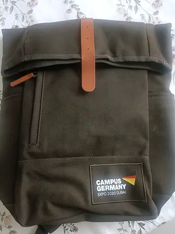 Canvas roll-top backpack - (olive green)
