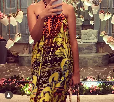 Womens Printed Halter Neck Dress in Silk