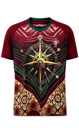 Shirt Portugal Special Edition Jersey – Maroon Compass  Azulejo Tile Art Football Shirt