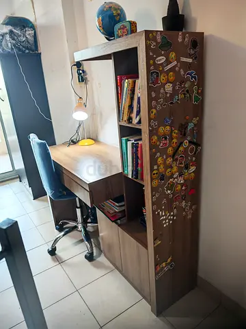 Wooden kids Study Table with Integrated Bookcase and Shelves | Free chair. Originally bought for 35