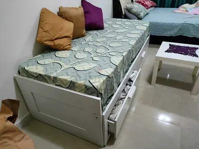 IKEA White Single Bed Frame with Built-in Storage Drawers