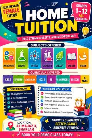 HOME TUITION | EXPERIENCED FEMALE TUTOR | GRADES 1–12 | ALL CURRICULA