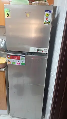 Geepas Double Door Refrigerator - 2 Door Stainless Steel, Good Condition