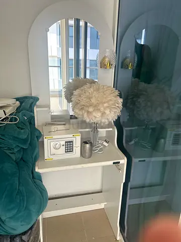 White dressing table - good condition - negotiable - plz whatsapp on the given number
