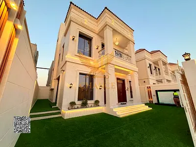 فيلا فاخرة للبيع في الحليو – عجمان | مفروشة بالكامل | 5 غرف ماستر | رووف مع تراس | شامل رسوم التسجيل والتمليك والمكيفات والأثاث