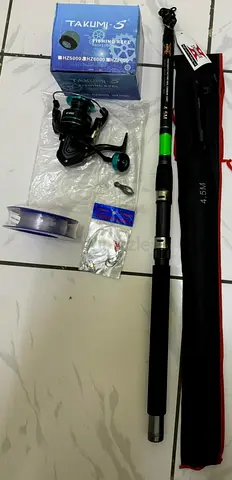 Fishing Sets telescopic Professional10 4.5 m Carbon rod,Takumi-S HZ6000 big $% reel with line w