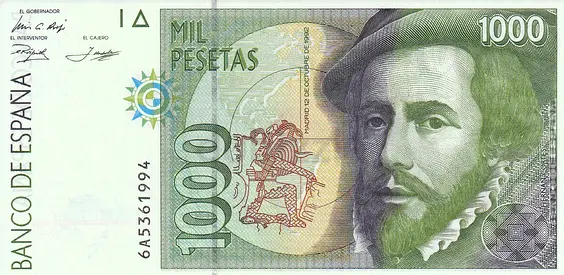 SPAIN 1000 PESETAS BANKNOTE 1992