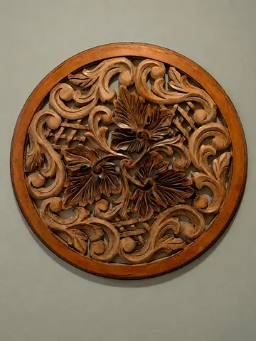 Hand-carved Round Wooden Wall Panel — Decorative Home Accent