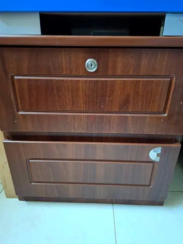 Pair of wooden bedside cabinets / nightstands - brown, used