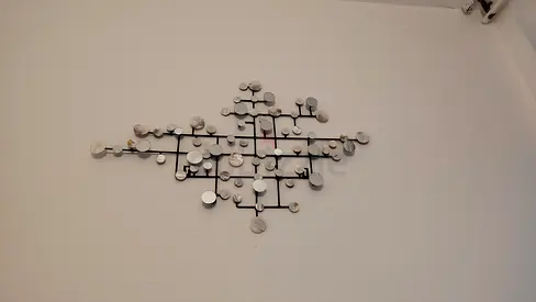 Modern Geometric Metal Wall Art with Circular Accents