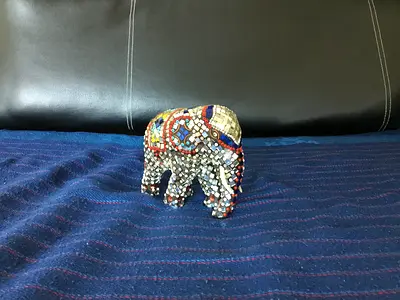 Vintage Beaded Mosaic Elephant Figurine