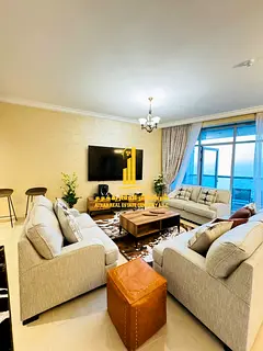 Sea view. Luxurious two-bedroom apartment with a living room and open balcony. Ajman Corniche, Resid
