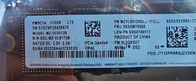 Samsung 512GB NVME 2280 SSD