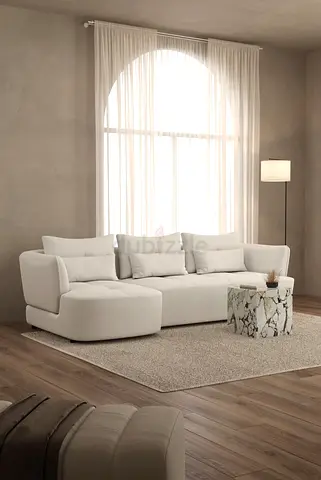 New Light Beige Modern Boucle Sofa with Chaise Lounge - Comfortable 3-Seater