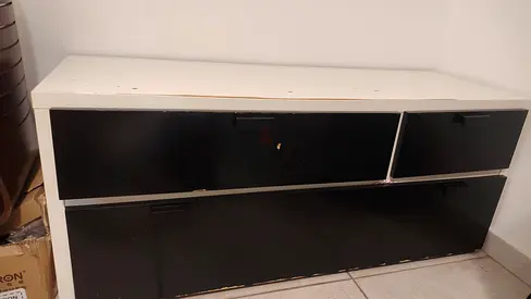 Modern Two-Tone Storage Cabinet with Drawers
