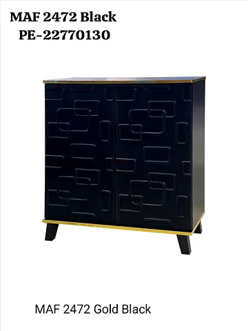 Black Gold Accent Storage Cabinet - Compact Wardrobe/Cupboard