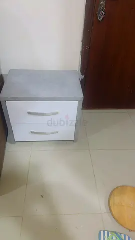 Small two-drawer bedside cabinet in white and grey