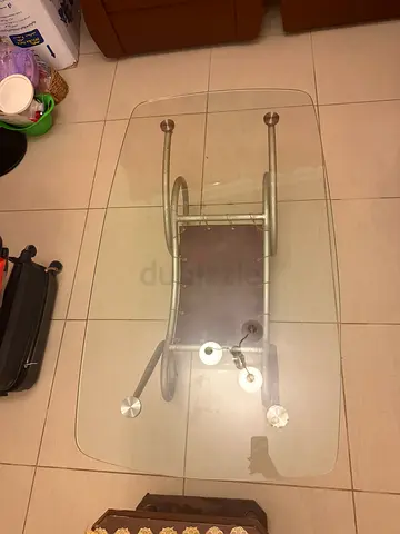 Modern Glass Coffee Table with Metal Frame – Good Condition