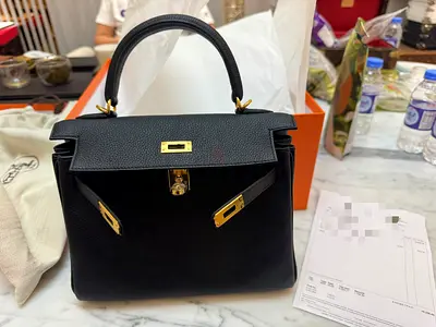 Hermes Kelly 25 Togo black gold hardware K stamp brand new 2026.06 receipt