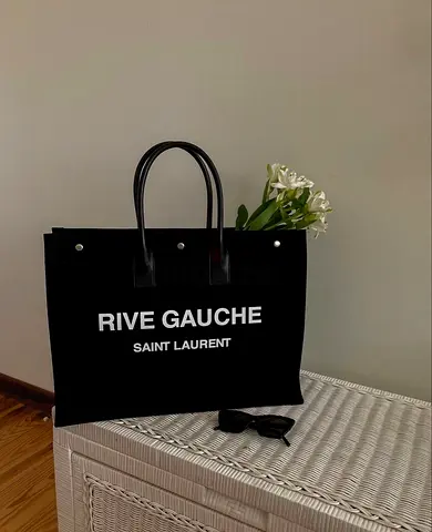 Saint Laurent Rive Gauche Black Canvas Tote Bag - Preowned