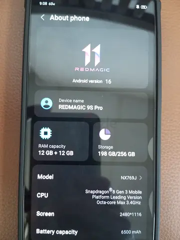 REDMAGIC 9S Pro SNAPDRAGON 8 GEN 3 LEADING VERSION - 256GB, 12GB RAM, 6500mAh (Black)