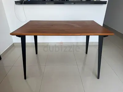 Wooden Table with Black Metal Legs - Good Condition