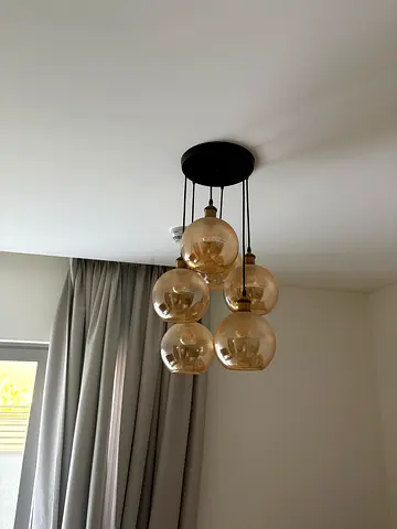 Amber Glass Cluster Chandelier – 5 Globes