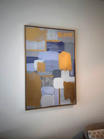 Abstract Gold Blue Framed Wall Art Painting 60x90 cm