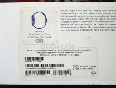 Apple Watch Series 6 Cellular + Wifi 40mm Blue Aluminum Case with Deep Navy Sport Band (boxed)