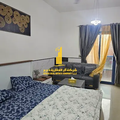 Furnished studio with balcony for monthly rent | Ajman - Al Nuaimiya Tower C | Kuwait Street | Includes bills and internet
